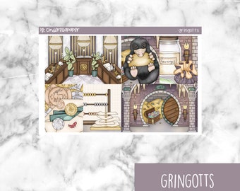 Gringotts Printable Planner Stickers, Weekly Sticker Kit  Erin Condren Planner Stickers, Vertical Sticker Kit, Silhouette Cut File