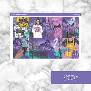 Spooky Printable Planner Stickers, Weekly Sticker Kit  Erin Condren Planner Stickers, Vertical Sticker Kit, Silhouette Cut File