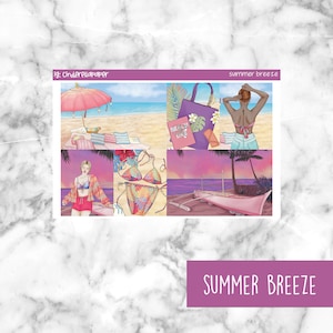 Summer Breeze Printable Planner Stickers, Weekly Sticker Kit  Erin Condren Planner Stickers, Vertical Sticker Kit, Silhouette Cut File