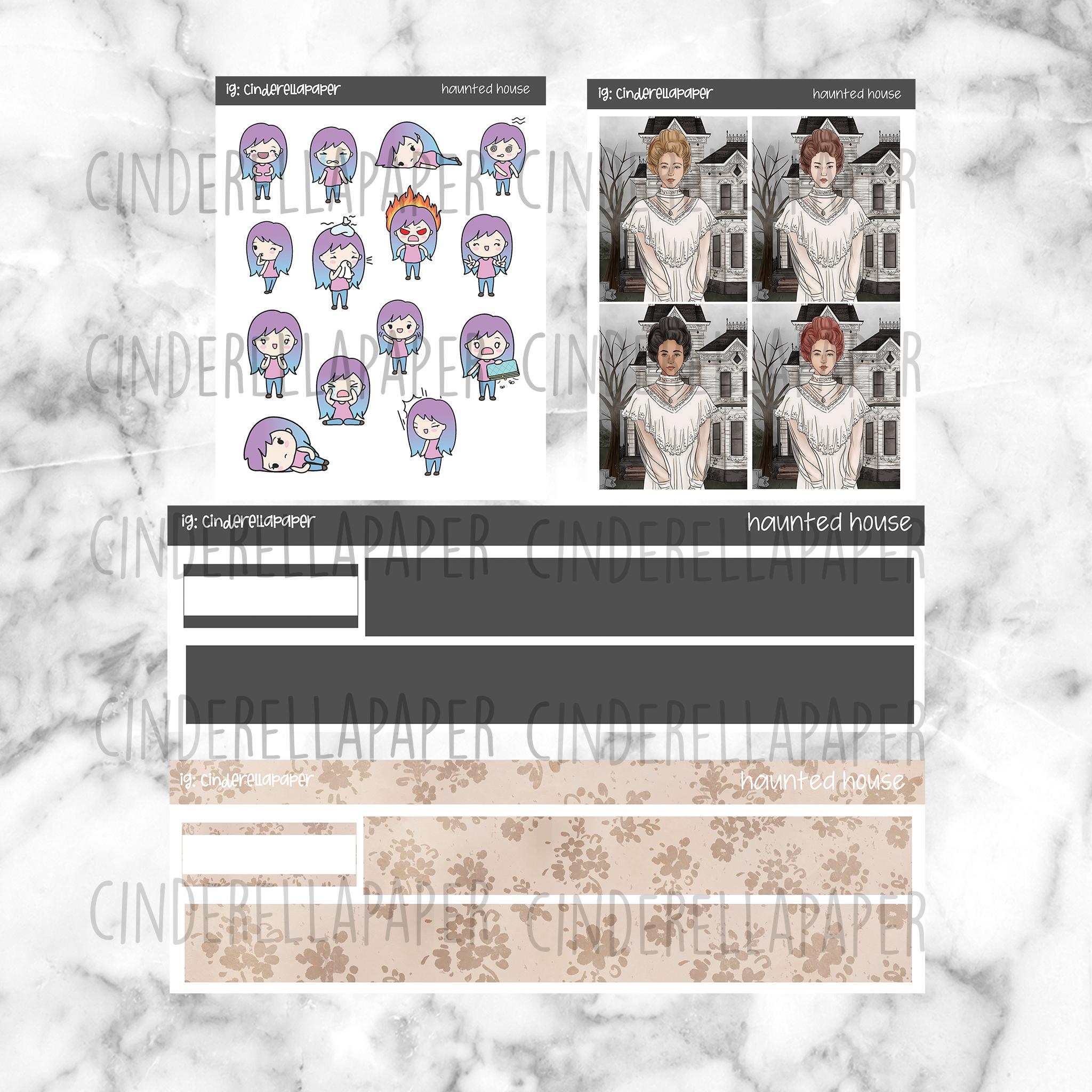Haunted House Printable Planner Stickers, Weekly Sticker Kit Erin ...