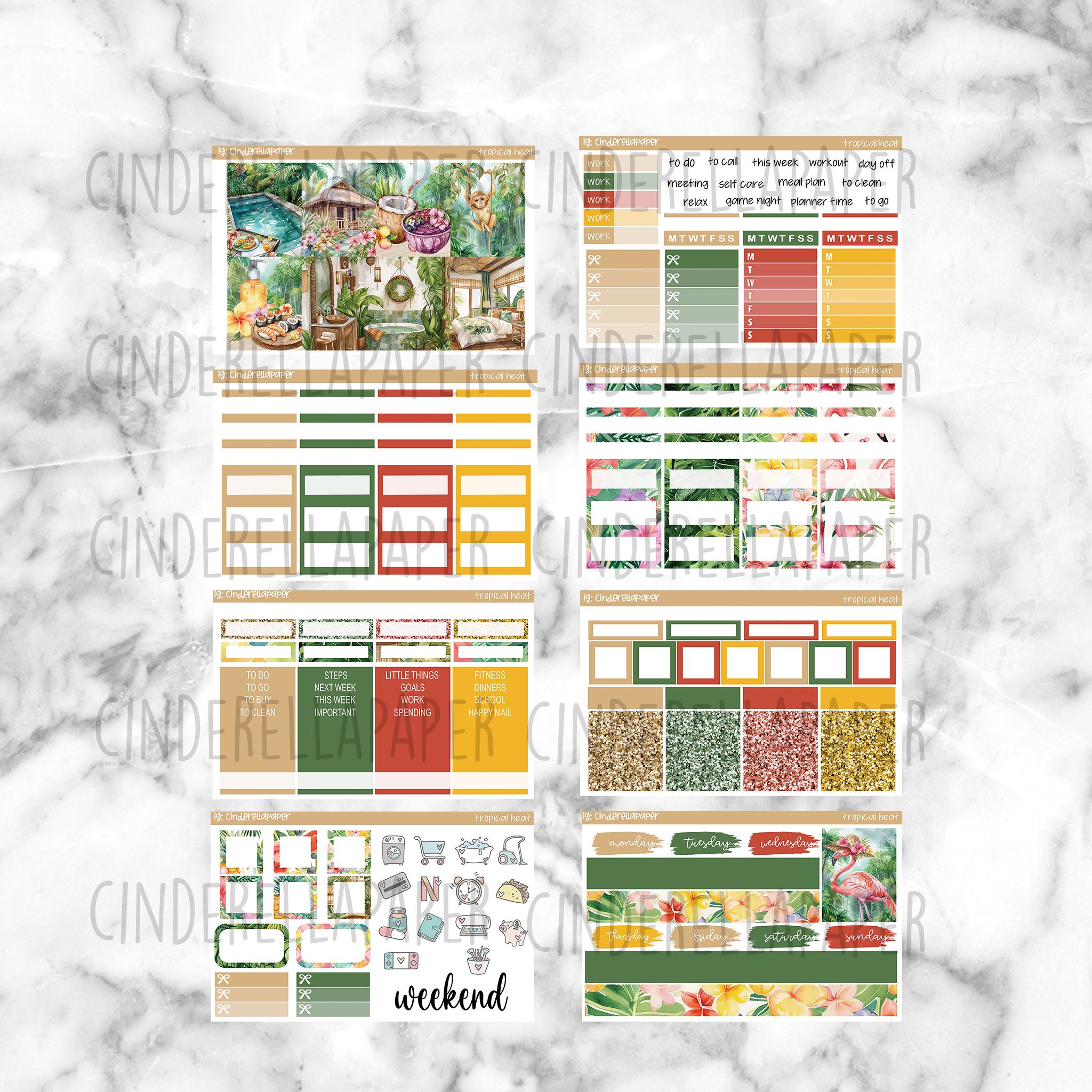 Tropical Heat Printable Planner Stickers, Weekly Sticker Kit Erin ...