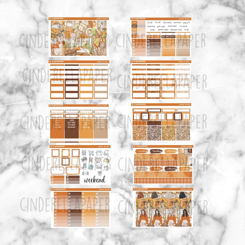Amber Dream Printable Planner Stickers, Weekly Sticker Kit Erin Condren ...