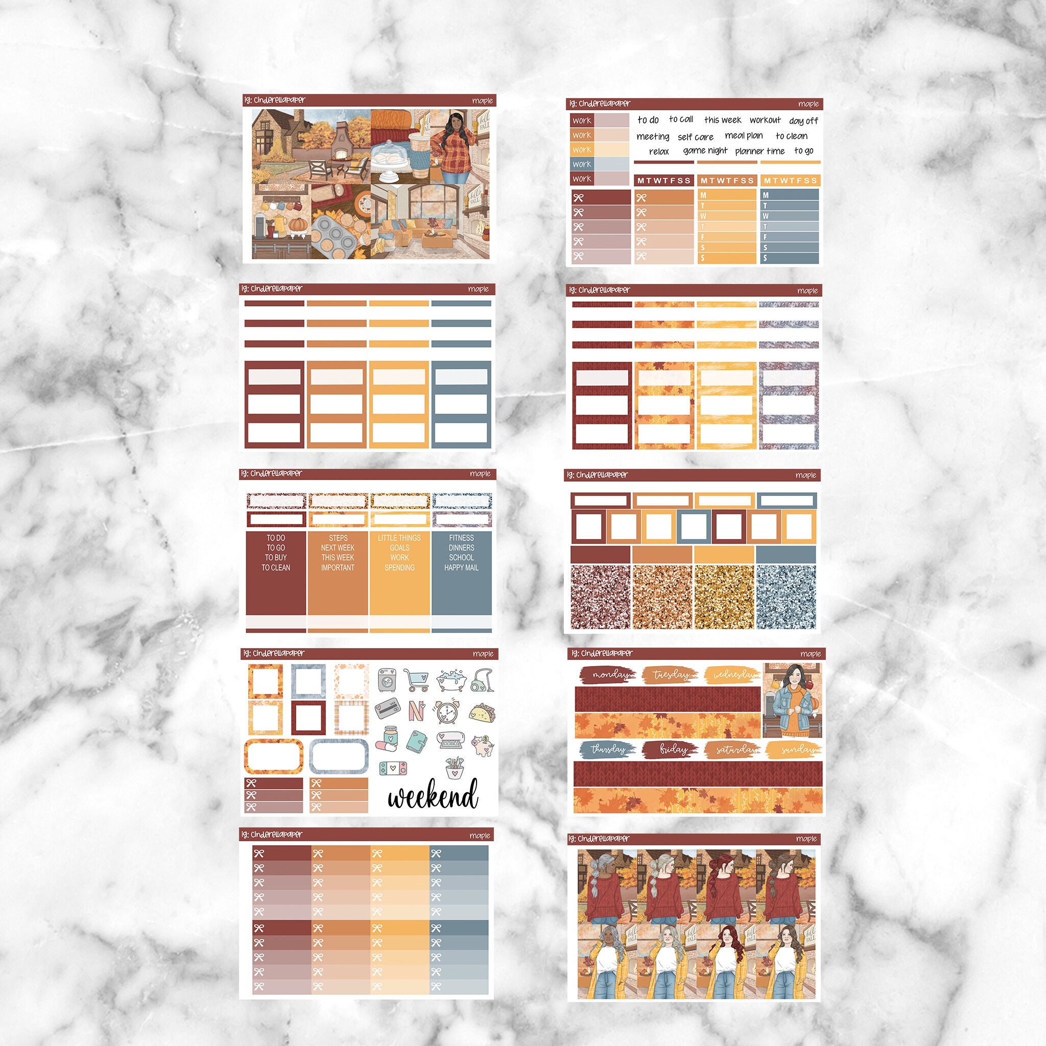 Maple Printable Planner Stickers, Weekly Sticker Kit Erin Condren ...