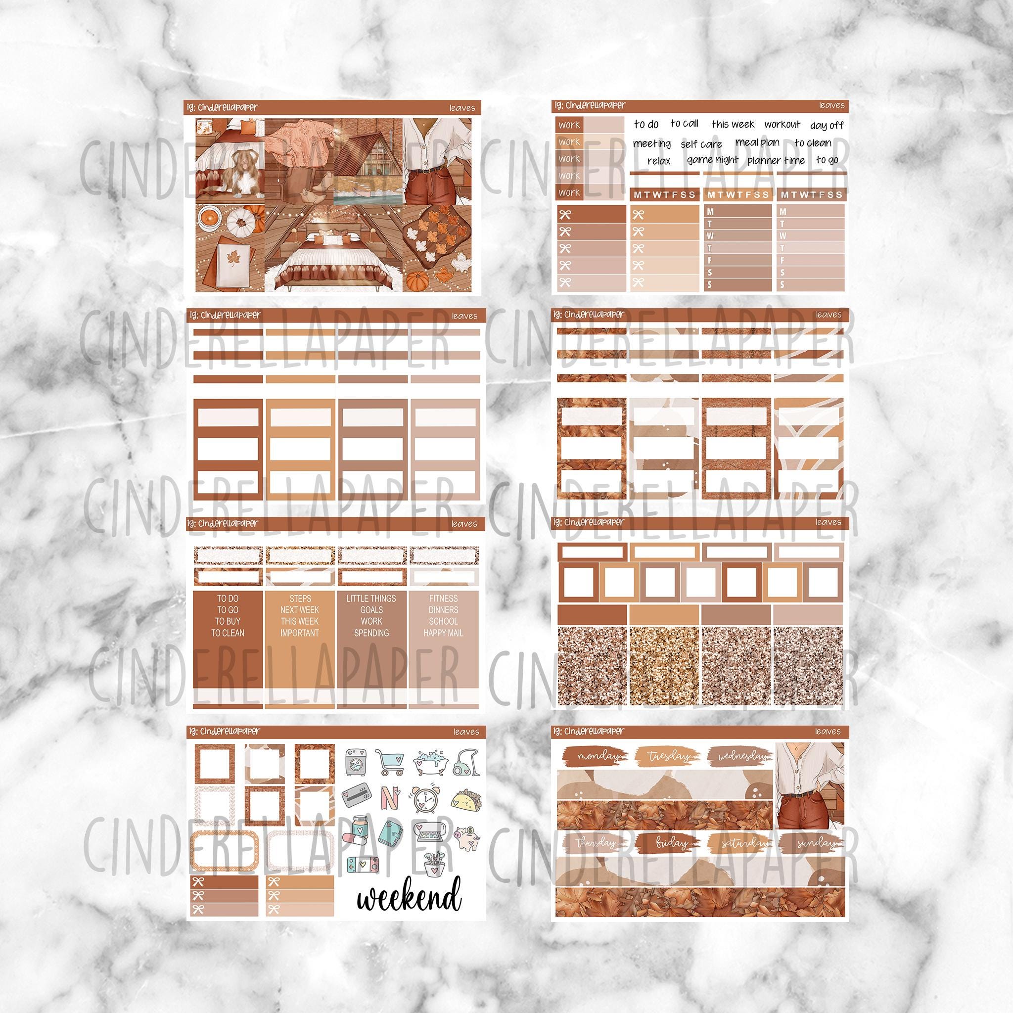 Leaves Printable Planner Stickers, Weekly Sticker Kit Erin Condren ...