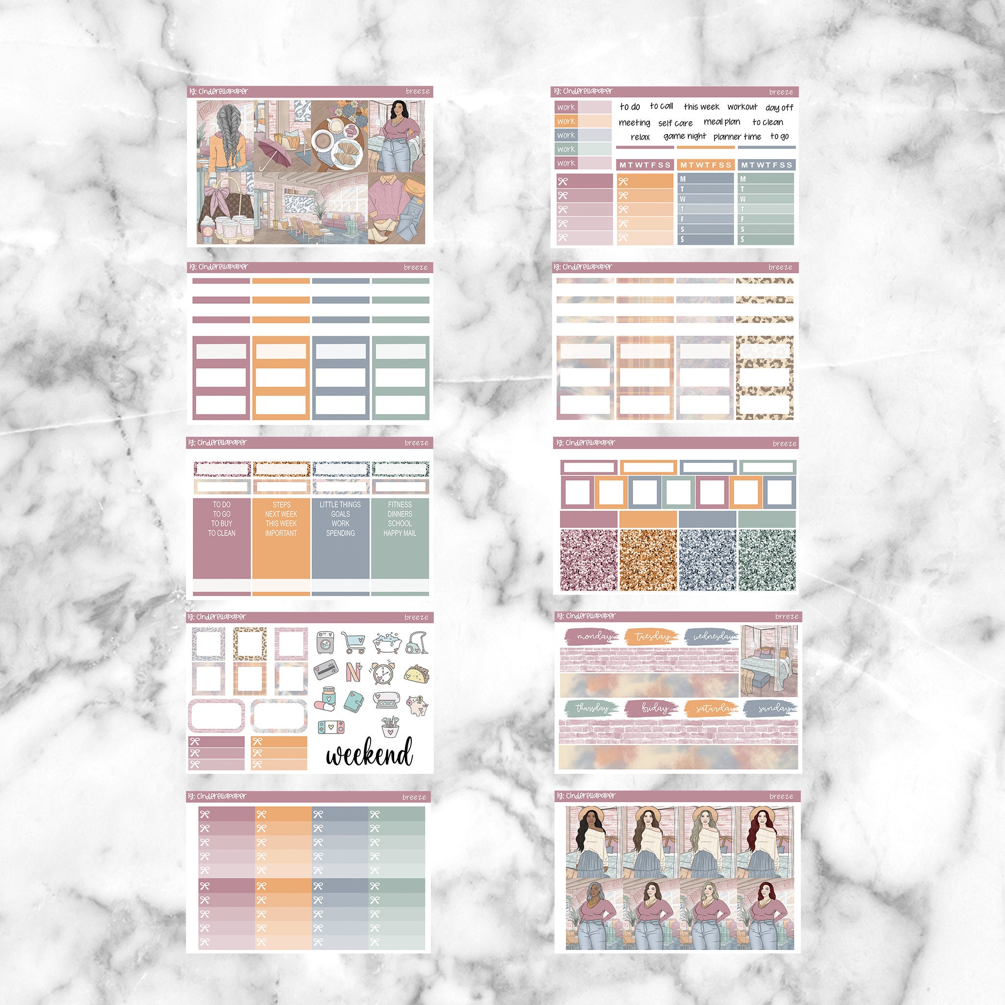 Breeze Printable Planner Stickers, Weekly Sticker Kit Erin Condren ...