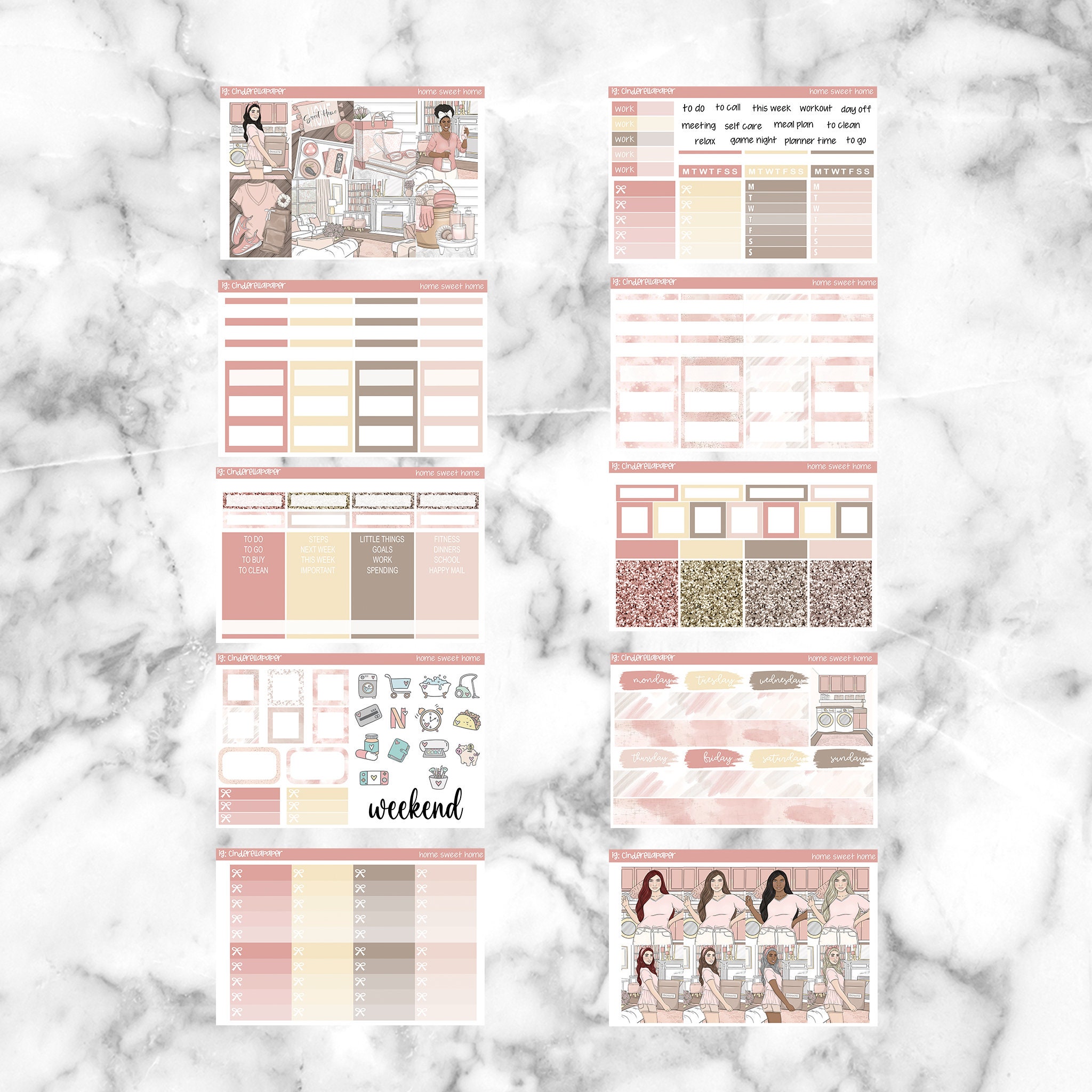 Home Sweet Home Printable Planner Stickers, Weekly Sticker Kit Erin ...