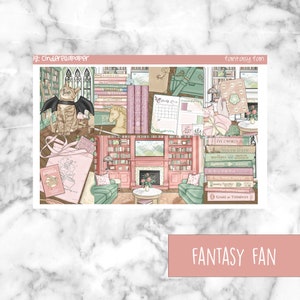 Fantasy Fan Printable Planner Stickers, Weekly Sticker Kit  Erin Condren Planner Stickers, Vertical Sticker Kit, Silhouette Cut File