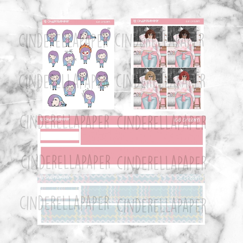 Ice Cream Planner Stickers, Weekly Kit, Erin Condren Vertical (digital ...