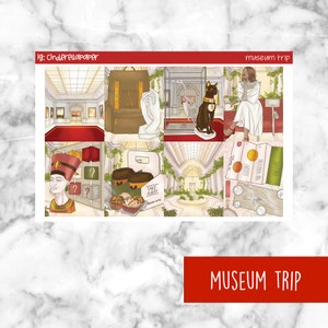 Museum Trip Printable Planner Stickers, Weekly Sticker Kit  Erin Condren Planner Stickers, Vertical Sticker Kit, Silhouette Cut File