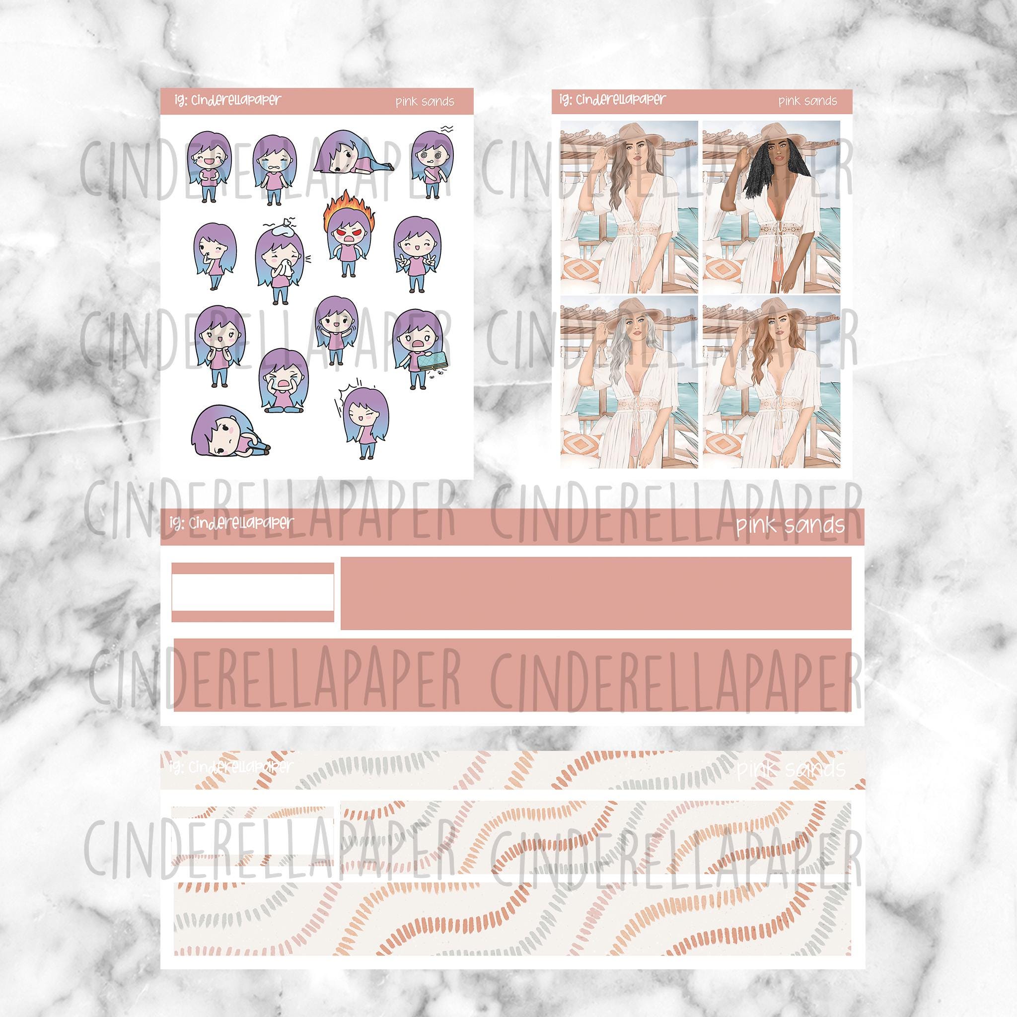 Pink Sands Weekly Planner Stickers, Vertical Layout (printable PNG, PDF ...