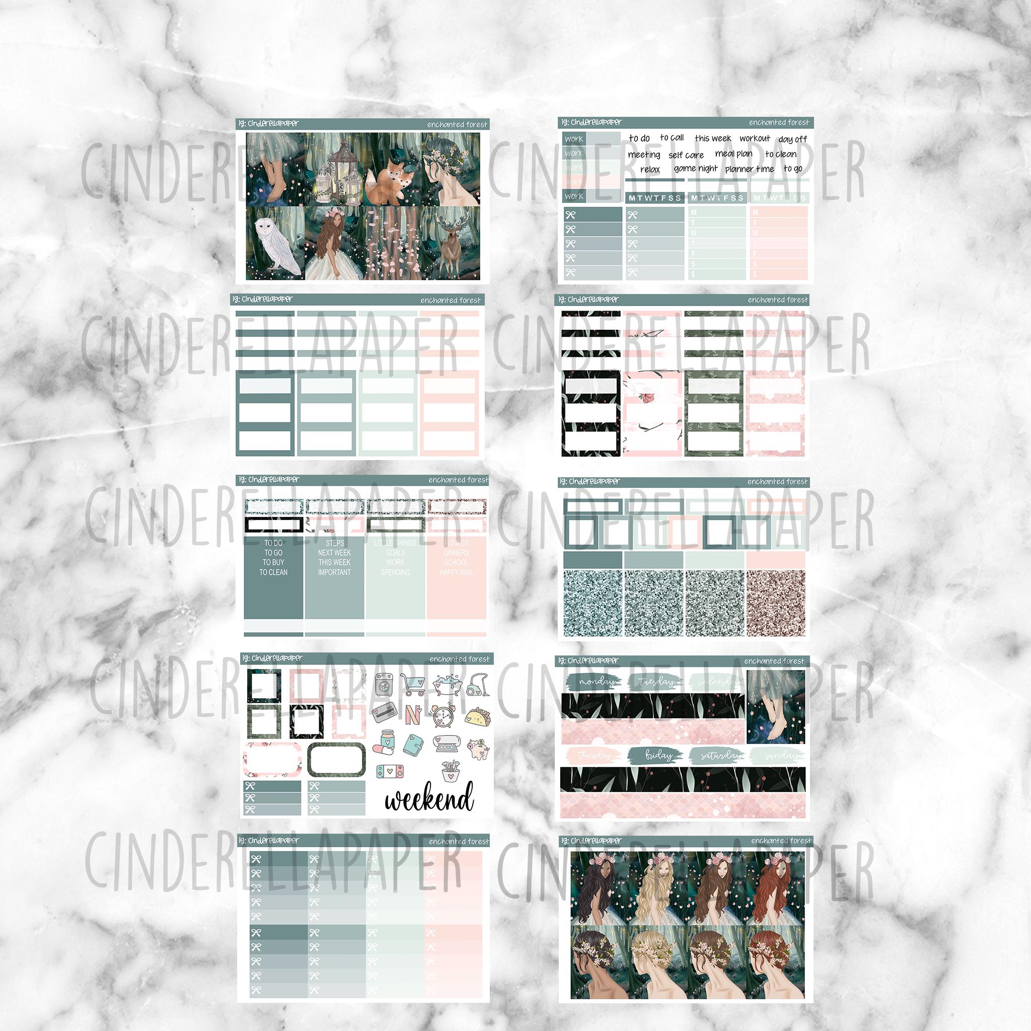 Enchanted Forest Printable Planner Stickers, Weekly Sticker Kit Erin ...