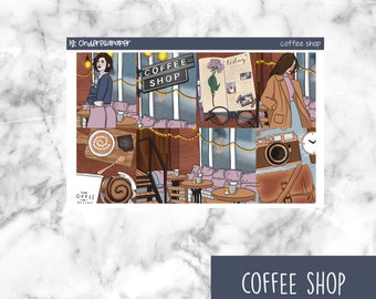 Coffee Shop Printable Planner Stickers, Weekly Sticker Kit  Erin Condren Planner Stickers, Vertical Sticker Kit, Silhouette Cut File