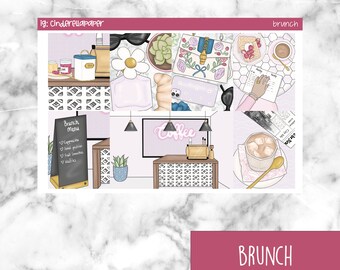 Brunch Printable Planner Stickers, Weekly Sticker Kit  Erin Condren Planner Stickers, Vertical Sticker Kit, Silhouette Cut File