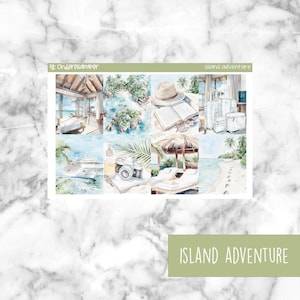 Island Adventure Printable Planner Stickers, Weekly Sticker Kit  Erin Condren Planner Stickers, Vertical Sticker Kit, Silhouette Cut File
