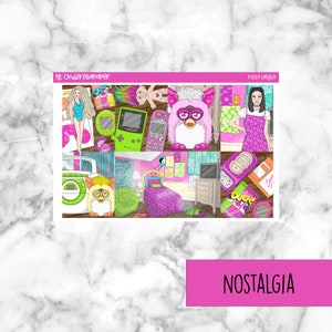 Nostalgia Printable Planner Stickers, Weekly Sticker Kit  Erin Condren Planner Stickers, Vertical Sticker Kit, Silhouette Cut File