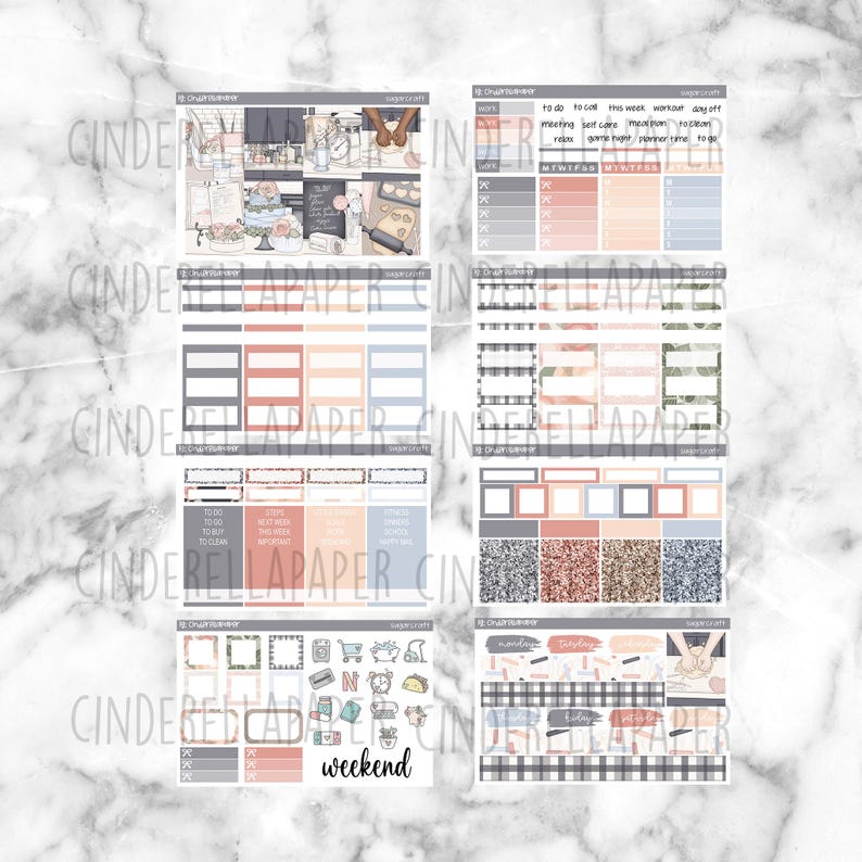 Sugarcraft Printable Planner Stickers, Weekly Sticker Kit Erin Condren ...