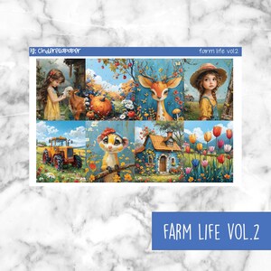 Farm Life Vol.2 Printable Planner Stickers, Weekly Sticker Kit  Erin Condren Planner Stickers, Vertical Sticker Kit, Silhouette Cut File