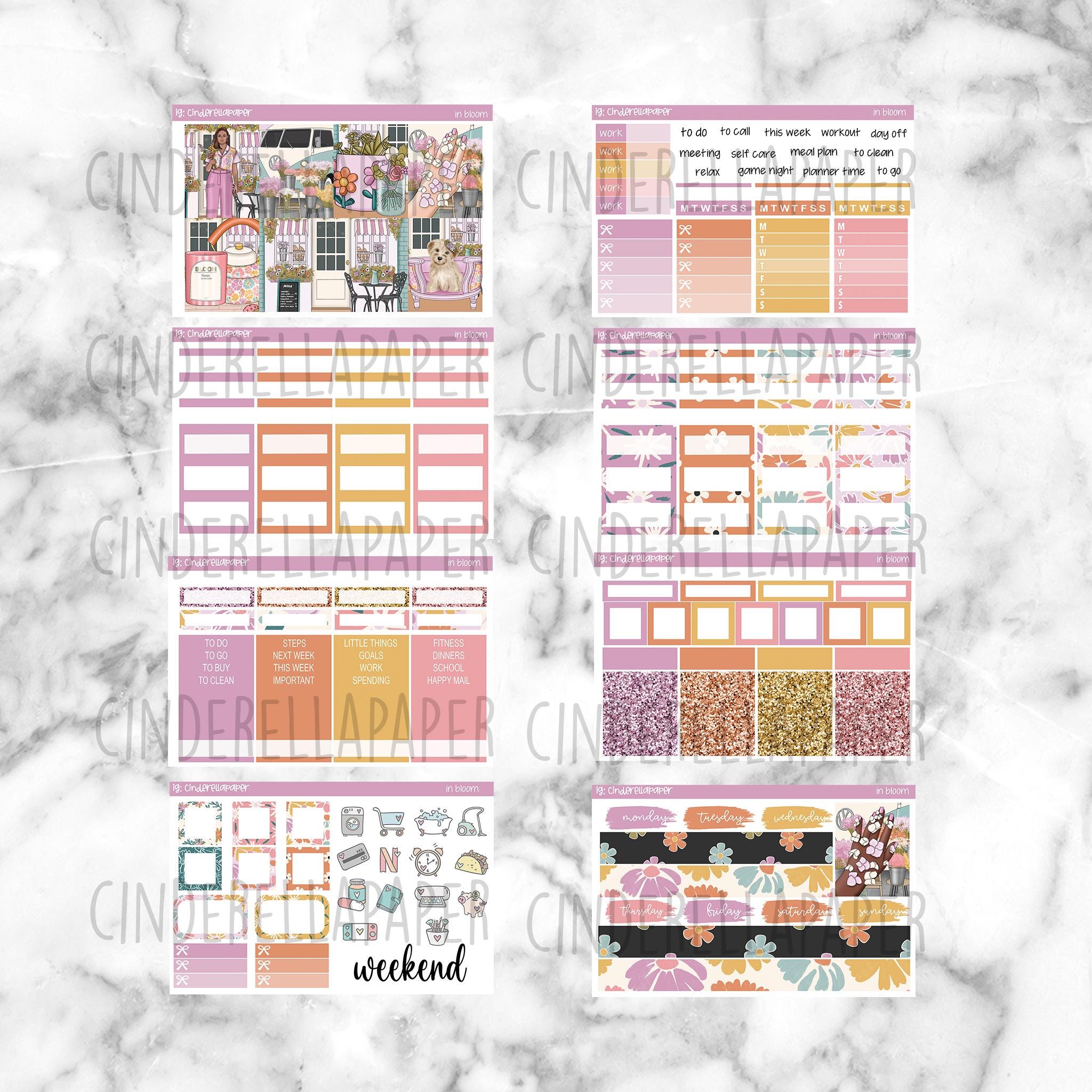 In Bloom Printable Planner Stickers, Weekly Sticker Kit Erin Condren ...