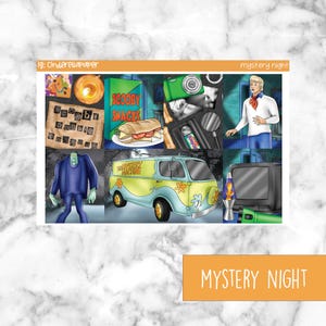 Mystery Night Printable Planner Stickers, Weekly Sticker Kit  Erin Condren Planner Stickers, Vertical Sticker Kit, Silhouette Cut File