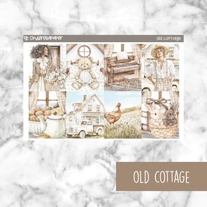 Old Cottage Printable Planner Stickers, Weekly Sticker Kit  Erin Condren Planner Stickers, Vertical Sticker Kit, Silhouette Cut File