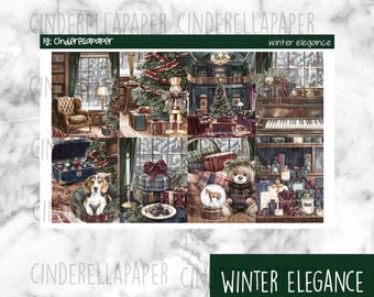 Winter Elegance Planner Stickers, Weekly Kit (Printable PDF, PNG)
