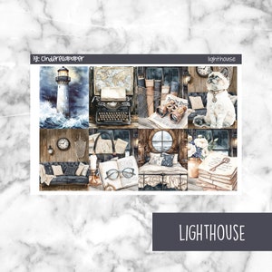 Lighthouse Printable Planner Stickers, Weekly Sticker Kit  Erin Condren Planner Stickers, Vertical Sticker Kit, Silhouette Cut File