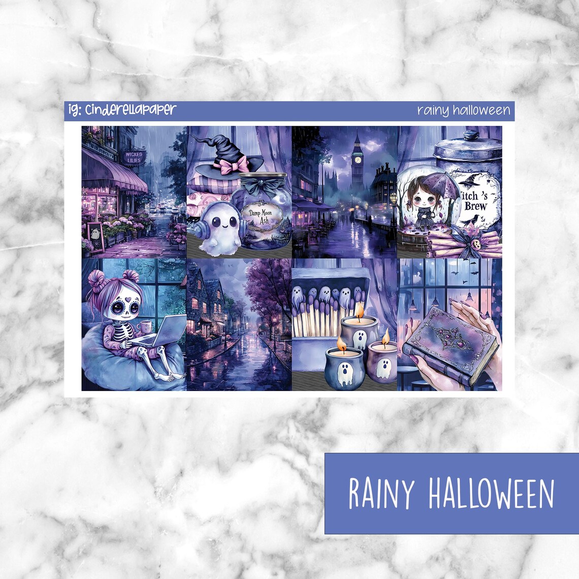Rainy Halloween Printable Planner Stickers, Weekly Sticker Kit Erin ...