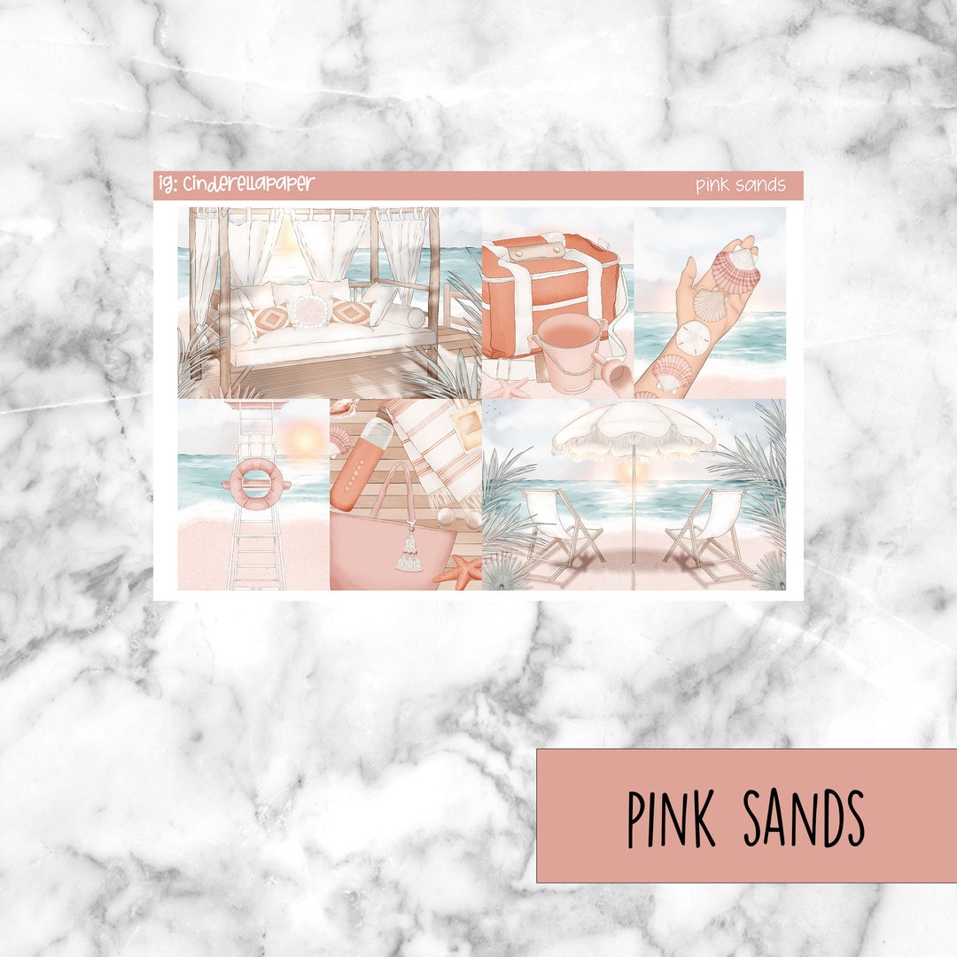 Pink Sands Weekly Planner Stickers, Vertical Layout (printable PNG, PDF ...