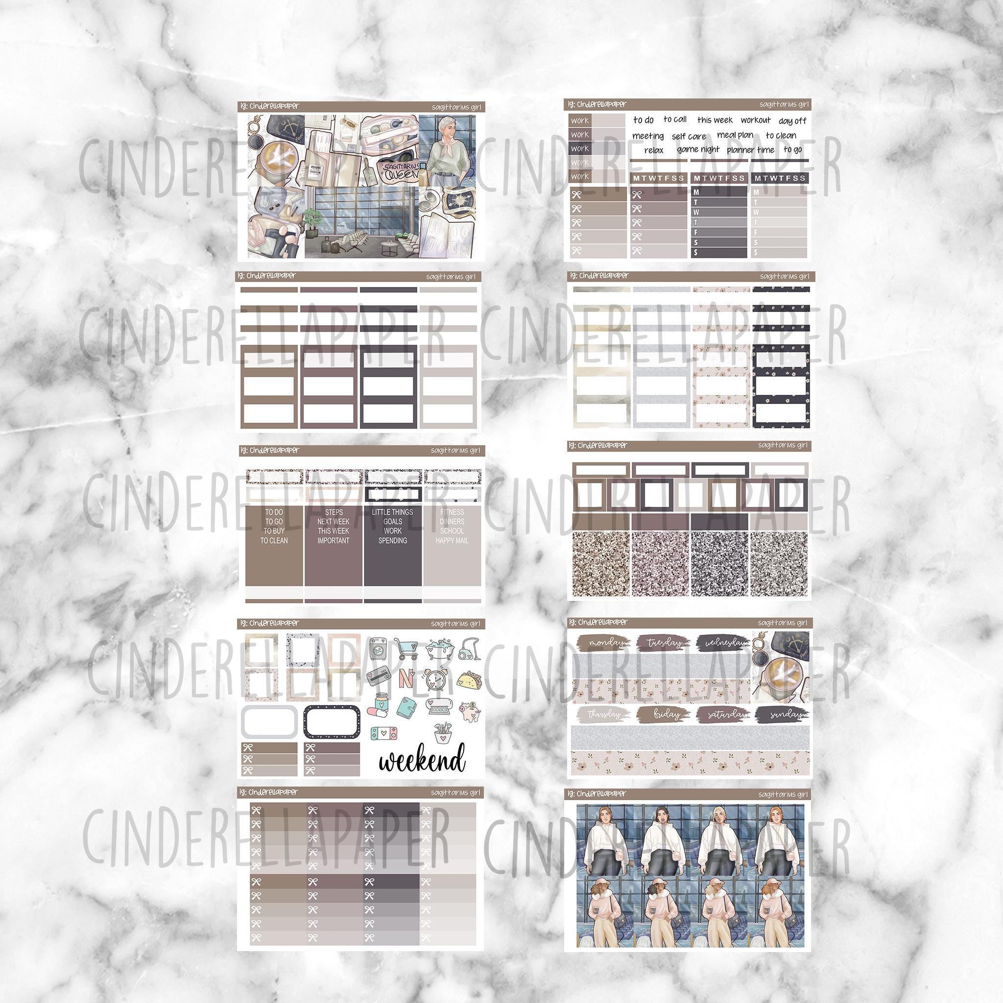 Sagittarius Girl Printable Planner Stickers, Weekly Sticker Kit Erin ...