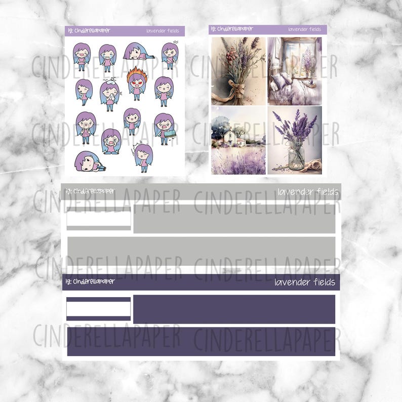 Lavender Fields Printable Planner Stickers, Weekly Sticker Kit Erin ...