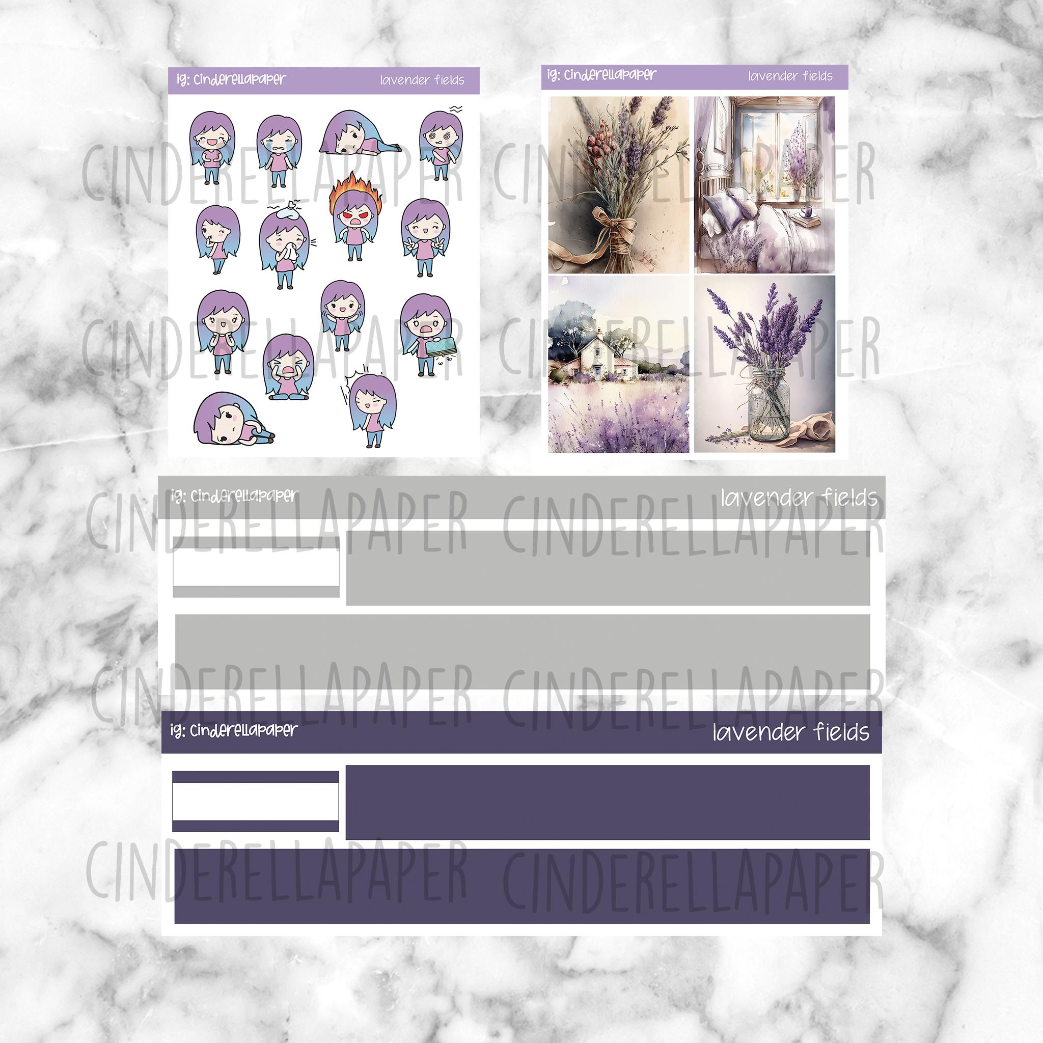 Lavender Fields Printable Planner Stickers, Weekly Sticker Kit Erin ...