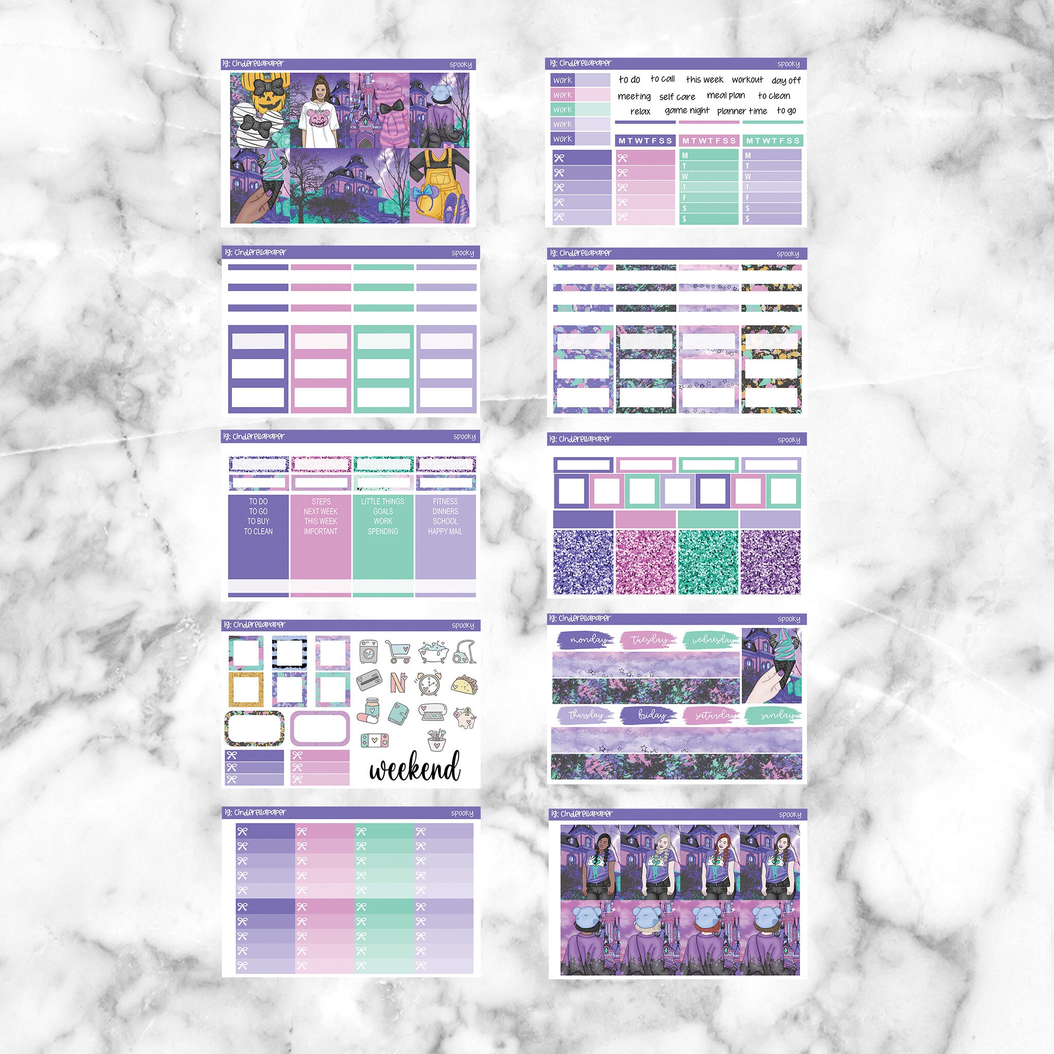 Spooky Printable Planner Stickers, Weekly Sticker Kit Erin Condren ...