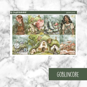 Goblincore Printable Planner Stickers, Weekly Sticker Kit  Erin Condren Planner Stickers, Vertical Sticker Kit, Silhouette Cut File
