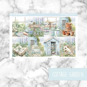 Cottage Garden Printable Planner Stickers, Weekly Sticker Kit  Erin Condren Planner Stickers, Vertical Sticker Kit, Silhouette Cut File