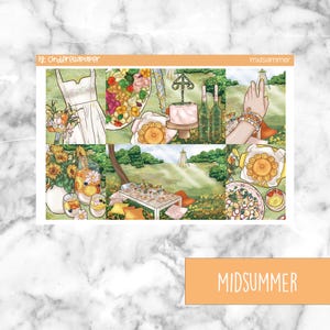 Midsummer Printable Planner Stickers, Weekly Sticker Kit  Erin Condren Planner Stickers, Vertical Sticker Kit, Silhouette Cut File