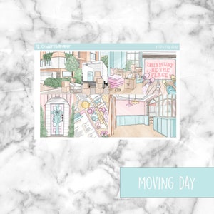 Moving Day Printable Planner Stickers, Weekly Sticker Kit  Erin Condren Planner Stickers, Vertical Sticker Kit, Silhouette Cut File