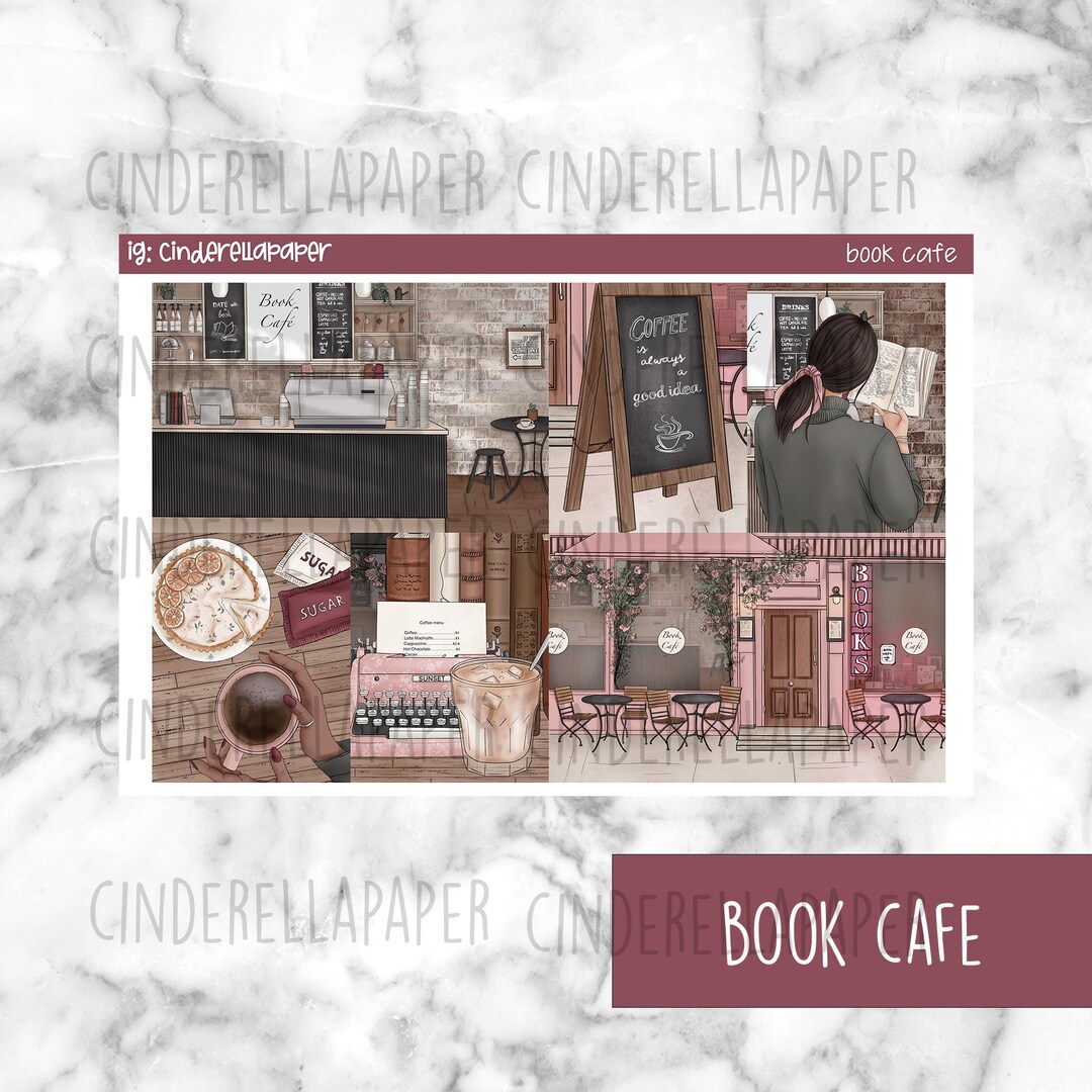 Book Cafe Printable Planner Stickers, Weekly Sticker Kit Erin Condren ...