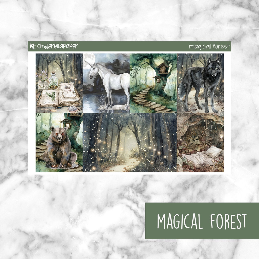 Magical Forest Printable Planner Stickers, Weekly Sticker Kit Erin ...
