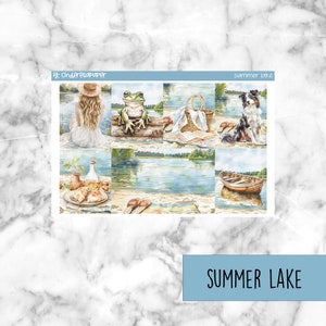 Summer Lake Printable Planner Stickers, Weekly Sticker Kit  Erin Condren Planner Stickers, Vertical Sticker Kit, Silhouette Cut File