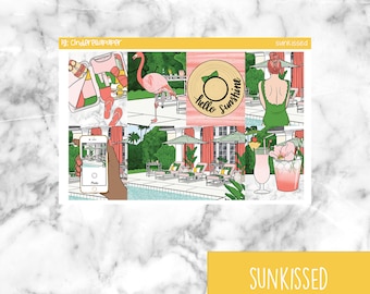 Sunkissed Printable Planner Stickers, Weekly Sticker Kit  Erin Condren Planner Stickers, Vertical Sticker Kit, Silhouette Cut File