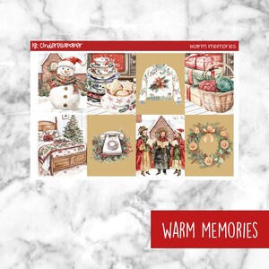 Pegatinas imprimibles para agenda "Recuerdos Cálidos", kit de pegatinas semanales Erin Condren, kit de pegatinas verticales, archivo de corte Silhouette