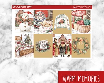 Warm Memories Printable Planner Stickers, Weekly Sticker Kit  Erin Condren Planner Stickers, Vertical Sticker Kit, Silhouette Cut File