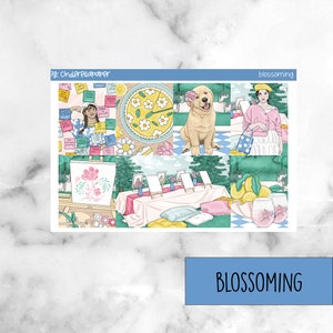 Blossoming Printable Planner Stickers, Weekly Sticker Kit  Erin Condren Planner Stickers, Vertical Sticker Kit, Cut File