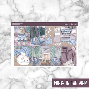 Walk in the Rain Printable Planner Stickers, Weekly Sticker Kit  Erin Condren Planner Stickers, Vertical Sticker Kit, Cut File