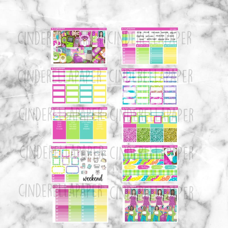 Nostalgia Printable Planner Stickers, Weekly Sticker Kit Erin Condren ...