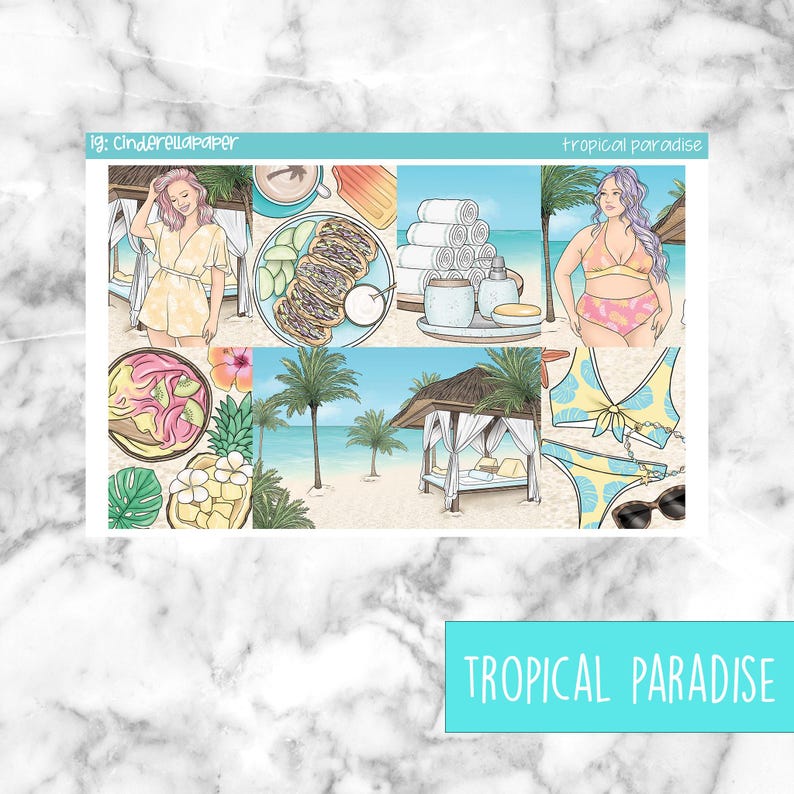Tropical Paradise Printable Planner Stickers, Weekly Sticker Kit Erin ...