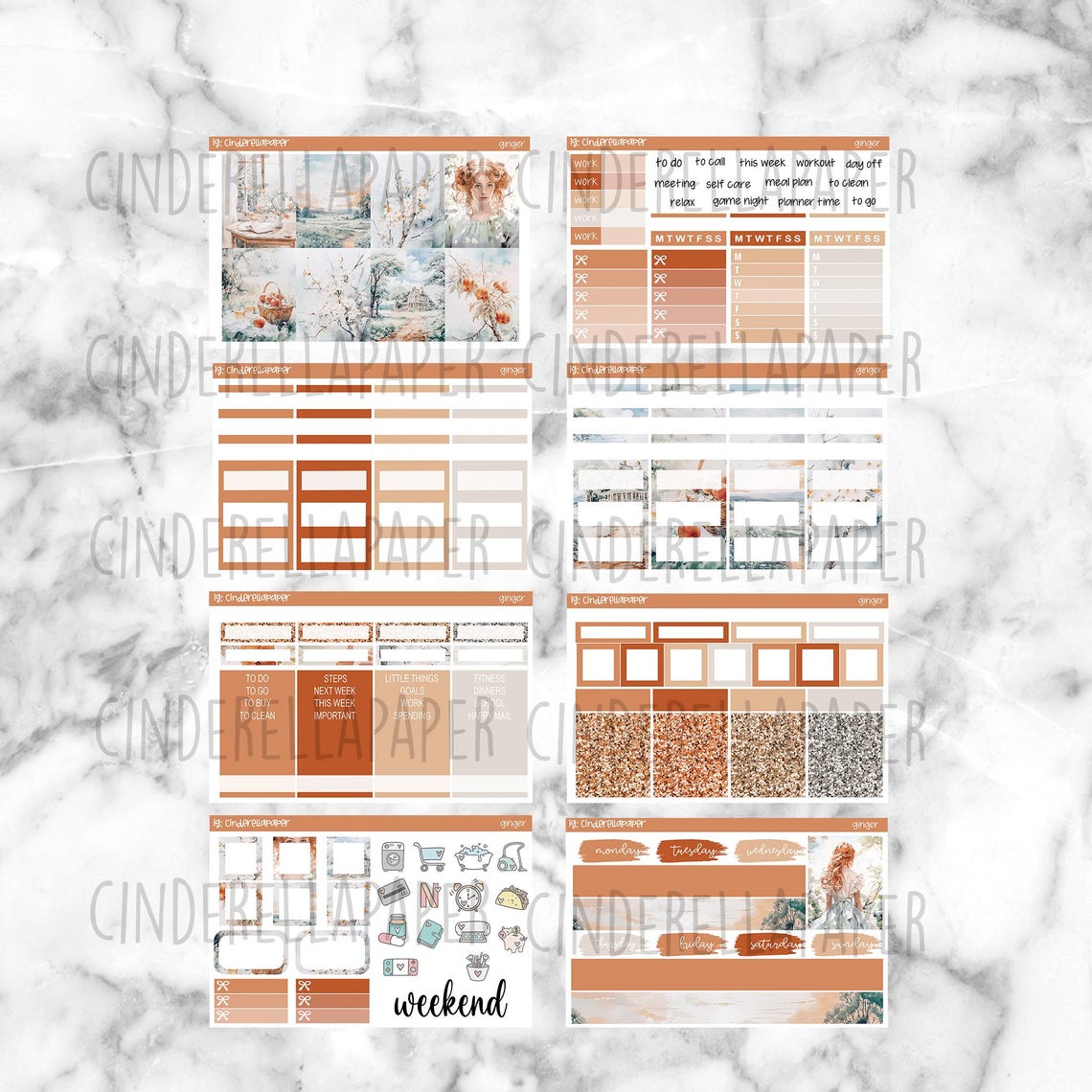 Ginger Printable Planner Stickers, Weekly Sticker Kit Erin Condren ...