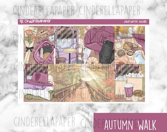 Autumn Walk Printable Planner Stickers, Weekly Sticker Kit  Erin Condren Planner Stickers, Vertical Sticker Kit, Silhouette Cut File