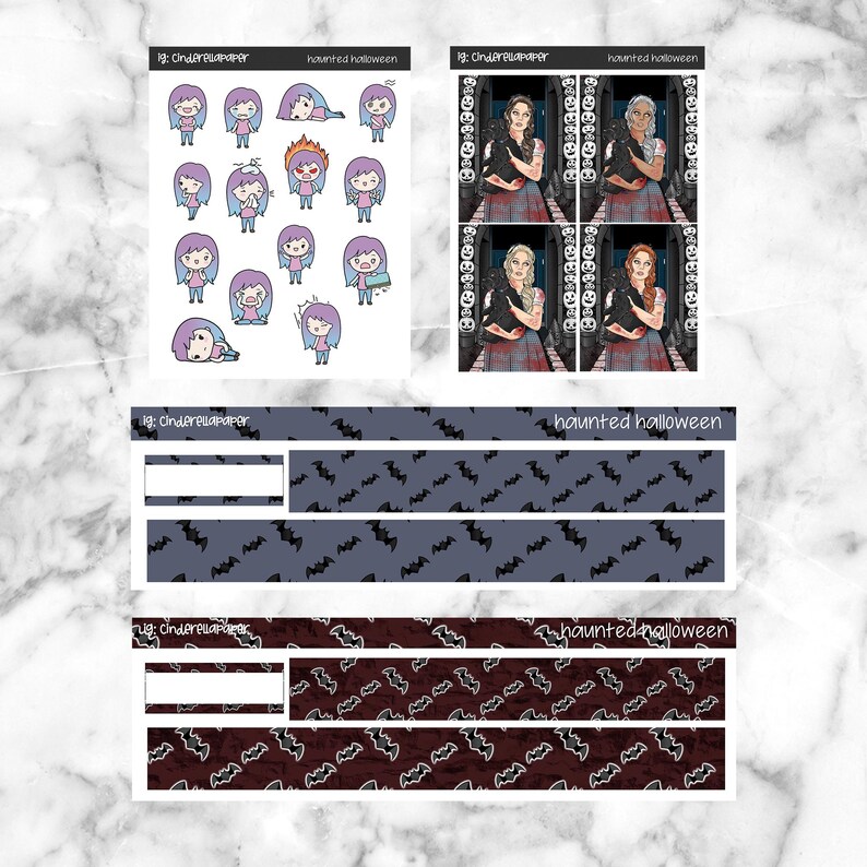 Haunted Halloween Printable Planner Stickers, Weekly Sticker Kit Erin ...