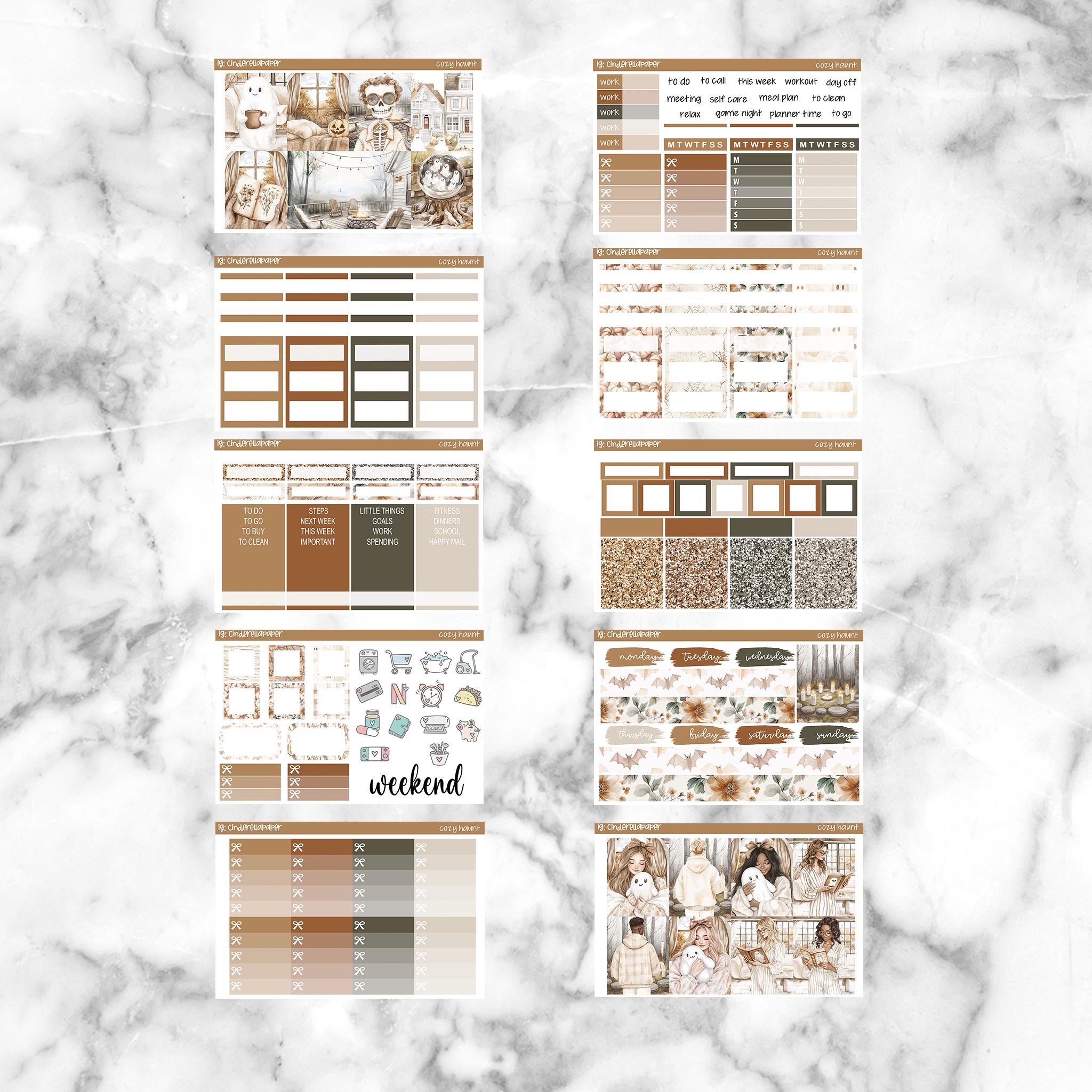 Cozy Haunt Printable Planner Stickers, Weekly Sticker Kit Erin Condren ...